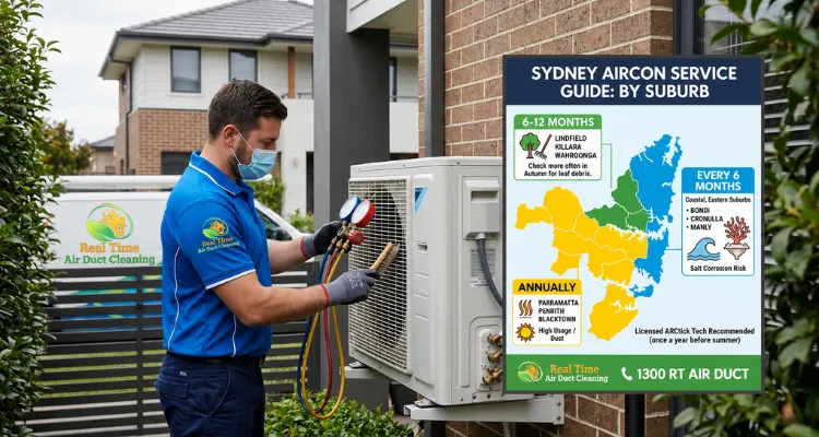 a technician is cleaning air con outside unite in sydney