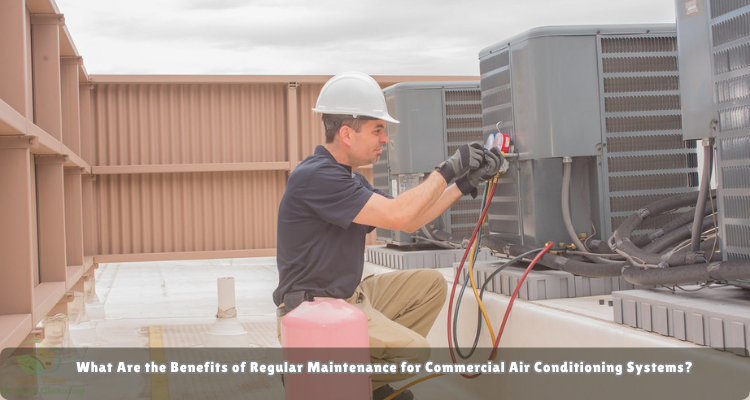a technician is checking commercial outdoor unit at the rooftop of a commercial space