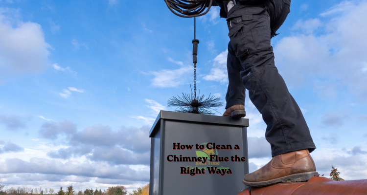 a technician is cleaning chimney flue