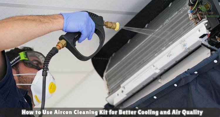 Technician is cleaning an aircon unit by using kits