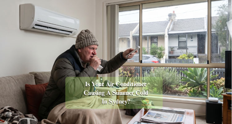 A man is facing cold problem by air conditioner in sydney