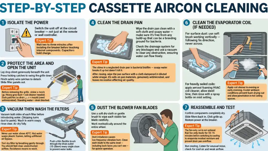 Details About Cassette Aircon Cleaning Step by Step